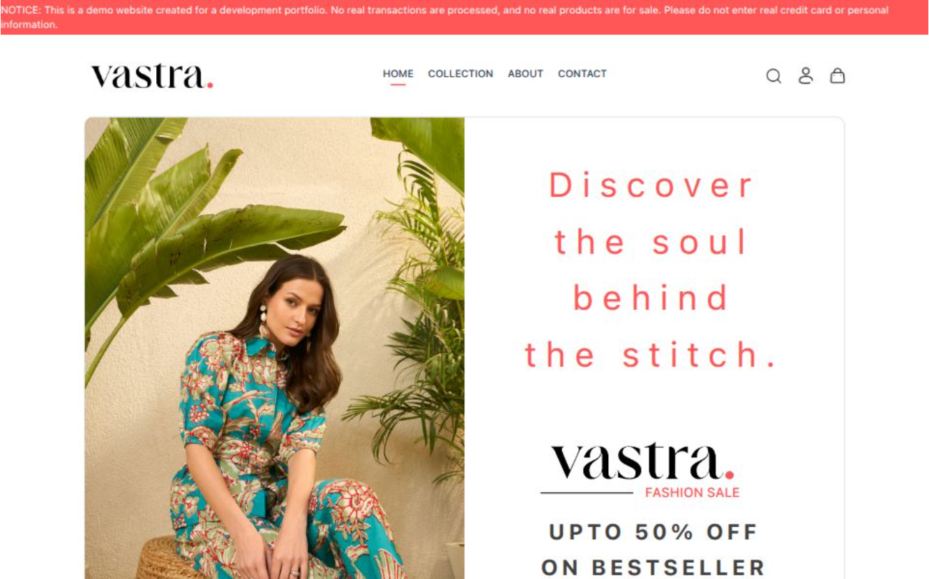 Vastra - Ecommerce Apparel Store